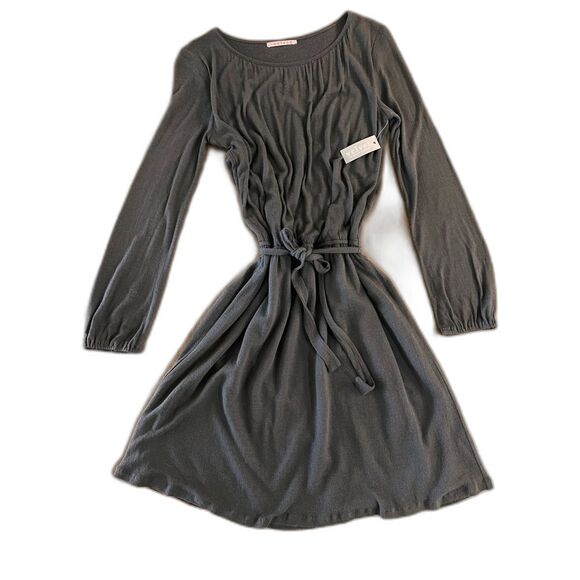 Velvet Graham Spencer Brown Knit Belted Midi Dress Soft Long Sleeve Sz S NWT - Picture 9 of 10